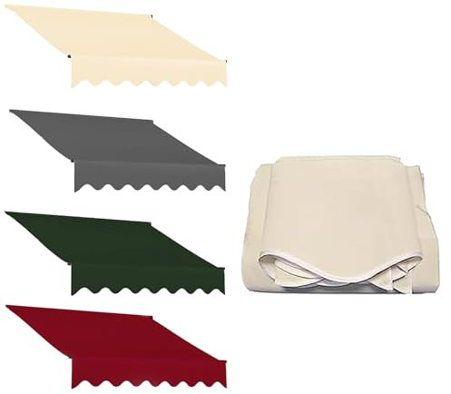 Tenda da sole manuale da 3 m, verde, per patio, giardino, fai da te, in diversi colori e dimensioni, tenda manuale senza telaio (4 x 2 m, grigio)