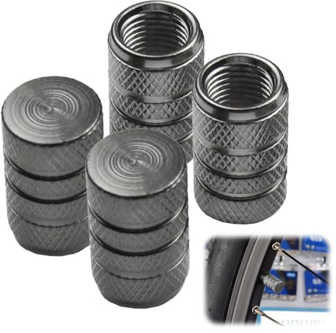 4-Stück Ventilkappen Auto,Autoventil Kappe,Autoreifen Alu Ventilkappen Kfz-ventildeckel,Universelle Ventilkappen Autoreifen Zubehör,Ventilabdeckung Reifenventil-Kappen PKW SUV Motorrad Fahrrad Graue