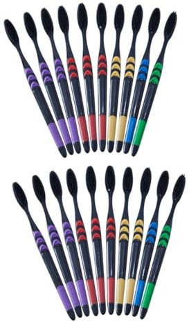 Healvian 2 Sätze Zahnbürste Mikro Holzkohle Mini Bausatz Träger Borsten Mundhygiene Travel Toothbrush Toothpaste Zahnpasta 20 Stück * 2