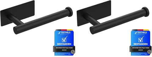 Ibergrif MK34052B - Selbstklebender Toilettenpapierhalter, klopapierhalter WC Ohne Bohren, Toilettenpapier Halterung, Edelstahl, Einheitsgröße, Schwarz (Packung mit 2)