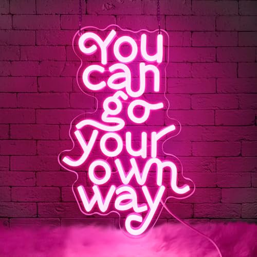 Lxmoneon You Can Go Your Own Way Neon Schild rosa Led Neon Schild USB Motivations Leuchtreklame dimmbares Brief Zitat Neonlicht für Schlafzimmer Wohnzimmer Klassenzimmer Kinderzimmer Bar Party