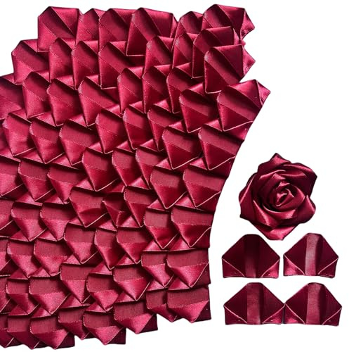 Lot de 300 pétales de rose en satin pré-faits à moitié finis pour bouquets de roses éternelles, bouquets de fleurs éternelles, pour mariage, anniversaire de mariage, anniversaire de mariage (rouge vin