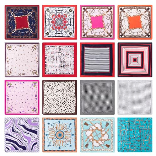 HBselect 16 Kopftuch Halstuch Bandana Satin Schals für Damen mit original Paisley und Cashew Muster für Haar 50×50cm 1