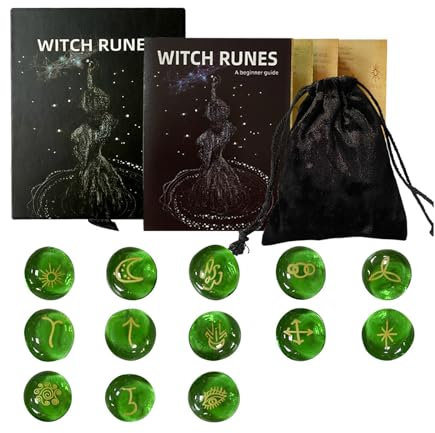 Wegiwuca 13pcs Glas Runen Stein Unregelmäßige Wahrsagungs Runen Stein Mit Anweisungen Und Samtbeutel Heilen Geschenkdekoration