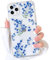 NITITOP Compatible with iPhone 11 Pro Case Cute Clear Flower Floral Branch Design for Women Girls Artistic Transparent Soft TPU Shockproof Protective Phone Cover - Blue