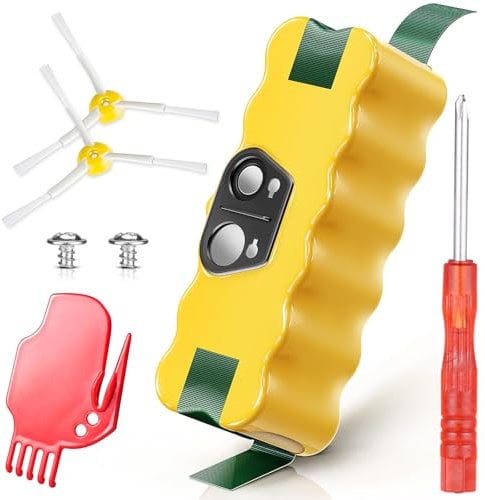 Morpilot 4500mAh Batterie pour iRobot Roomba 500 600 700 800 Séries et R3, Scooba 450 Aspirateur, 14.4V Ni-MH, avec 2 Brosses Latérales