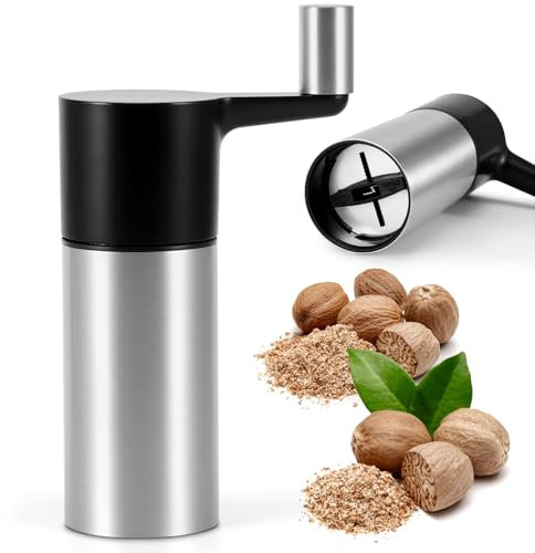 PZJFH 1 Stück Manuelle Muskatnuss Mühle, Edelstahl Gewürzmühle Mit Griff,Langlebig Und Leicht Zu Reinigen Grinder Für Pfeffer, Salz, Paprika, Küche, Praktisches Küchenutensil,15×4,5 Cm