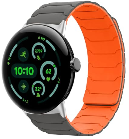 CiimWaa Armband für Google Pixel Watch 5/4/3 45mm Silikon Ersatzarmband | Armband für Google Pixel Watch 5/4/3 45mm Magnetisch Weiches Silikon Sport Ersatzarmband für Herren Damen