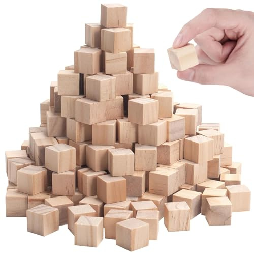 200 Stück Holzwürfel 20mm Holzklötzchen zum Basteln Blanko Holzklötzchen | Natur Holzklötze Holzblock Holz Quadrat Holzklotz Bastelholz Klötzchen für DIY Basteln Malen Handwerk Dekoration