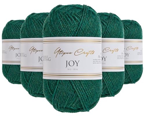 Utopia Crafts JOY, DK Acrylgarn 100% zum Stricken & Häkeln, Nadelstärke 4 mm, 5er-Pack à 50g, OEKO-TEX Standard 100, Mütze, Schal, Decke, Amigurumi, Petrolgrün