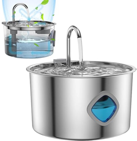 Fuentes de Agua para Gatos en Interiores,Dispensador de Agua Automático 3,2 L | Alimentador Automático de Acero Inoxidable para Mascotas de Diferentes Tamaños en el Hogar