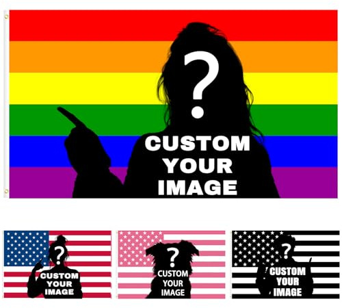 Personalisierte Flagge, Flagge mit gesicht - 2 × 3/3 × 5/4 × 6/5 × 8 FT, Fahne selbst gestalten für Geburtstage, Weihnachten, Schlafsäle, Schlafzimmer Dekoration