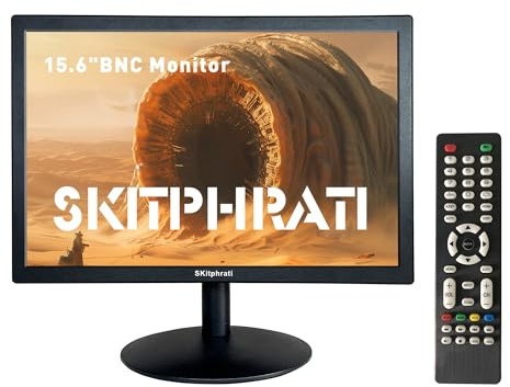 SKitphrati 15.6 Zoll Monitor, FHD 1366 x 768 60Hz PC Monitor, HDMI VGA BNC, -5° bis 15° neigbar, VESA 75 x 75mm, Integrierter Lautsprecher