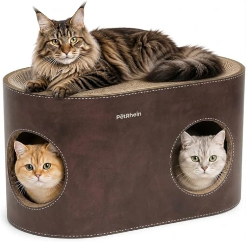 PetRhein 3-in-1 Kratzbrett für Katzen aus Kratzpappe