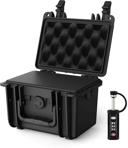 Wiltec Fotokoffer 21,9 x 18,5 x 15,4 cm mit Kofferschloss, Kamera Koffer aus PP und Glasfaser, Schutzkoffer mit Würfelschaumstoff, wasserdichter Transportkoffer