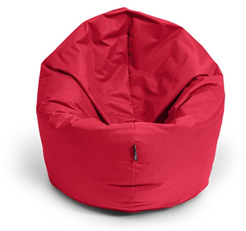 BuBiBag Sitzsack für Kinder und Jugendliche - Indoor Outdoor Bodenkissen, Sitzkissen oder als Gaming Sitzsack, geliefert mit Füllung (100 cm Durchmesser, rot)