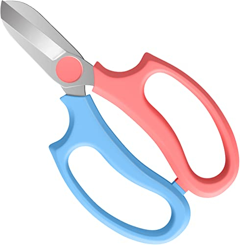 Housolution Floral Schere, Premium Stahl Gartenschere Pflanzenschere Schneider für Blumen Obst Blatt Zweige Trimmen Werkzeug für die Gartenarbeit Blumenschmuck, Hellblau + Rosa