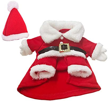Toyvian Weihnachtskostü mit Weihnachtsmütze Hunde Katzen Wintermantel Weihnachtsmann Hund Kostü (Rot und Weiß)