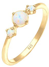 Elli Ring Damen Band Geo Vintage Trend mit Synthetischem Opal in 925 Sterling Silber