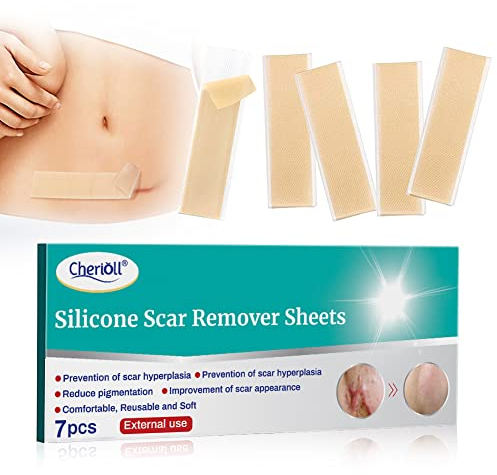 Cerotti Riduzione delle Cicatrici, Cerotto intensivo per cicatrici, Fogli In Silicone Per Cicatriciuso notturno,1 Confezione da 7 Pezzi