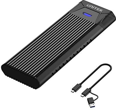 M.2 NVMe SSD Enclosure Adapter Tool-Free, Unitek USB C 3.1 Gen 2 10Gbps to NVMe PCIe M-Key(B+M Key) Solid State Drive External Enclosure, Support UASP Trim for M.2 NVMe SSD Size 2242/2260/2280