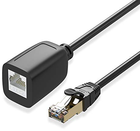 CableCreation Cat8 Ethernet Extension Cable, RJ45 Shielded Male to Female Extender,High Speed 40Gbps 2000Mhz FTP Patch Cord, UV Resistant LAN Cable,3M/10FT,Black