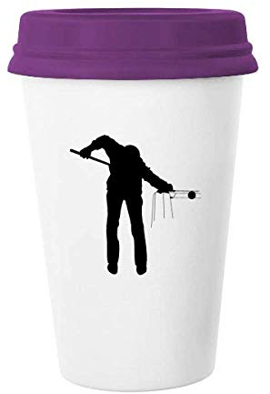 Kaffeetasse mit Deckel für Sport-Billard, Keramik, Geschenkidee