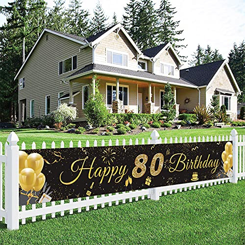 80. Geburtstag Mann Deko, Deko 80 Geburtstag Mann Frau, Geburtstagsbanner 80, 80 Geburtstag Deko Schwarz Gold, Banner 80 Geburtstag, Fotohintergrund zum 80 Geburtstags Party Deko