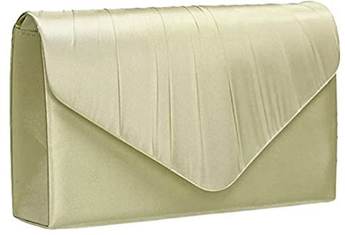 LeahWard Women's Satin Clutch Bags Party Wedding Evening Handbag 8002 (Pale Yellow)