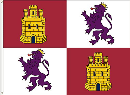 BANDERA DE CASTILLA Y LEON. CALIDAD RASO PREMIUM. TAMAÑO GRANDE 150X90 CM. COLOR INTENSO.