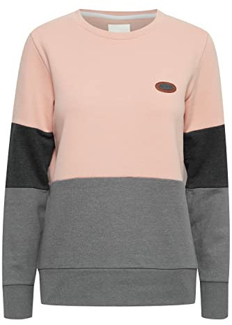 OXMO OXTrine Damen Sweatshirt Pullover Sweater mit Rundhals Rippbündchen Label-Details Baumwollmischung Regular fit, Größe:S, Farbe:Mahogany Rose (151511)