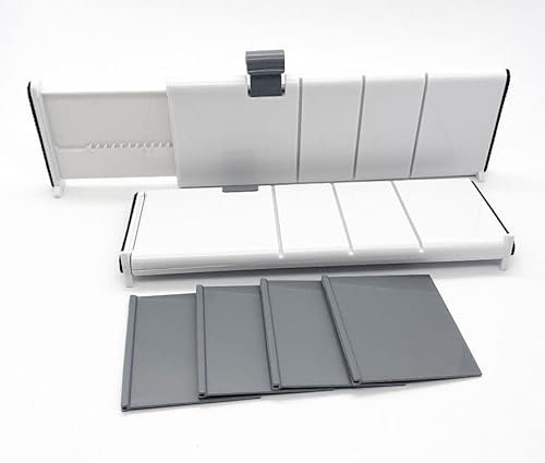 Divisor de Cajones Expansible - De 28 a 44 cm - Separador Multifunción para Organizar Tus Cajones - Contiene 2 Divisores Extensibles y 4 Tejas Separadoras - con Pestaña de Fijación