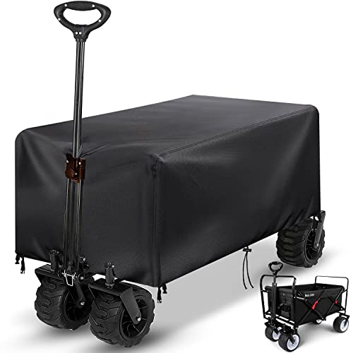 Handwagen Abdeckung,Abdeckung für faltbar Bollerwagen,Bollerwagen Abdeckung,420D Oxford Gewebe Transportkarre Abdeckung Wasserdicht, Winddicht, UV-Beständiges,Schwarz(105x60x45cm)