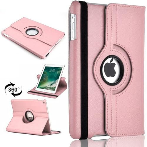 TechDealsUK Custodia con Rotazione di 360° per Apple iPad Mini 1, 2 e 3-7.9 (2012, 2013, 2014) Supporto in Pelle Sintetica (Rosa Chiaro)