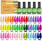 32Pcs Pintauñas Semipermanentes Kit, Popular Summer Colores Esmalte Semipermanente Gel UV LED con Base, Top Coat Brillante y Mate y Esmalte de Gel de Ojo de Gato y Removedor de Esmalte de Uñas, 15ML