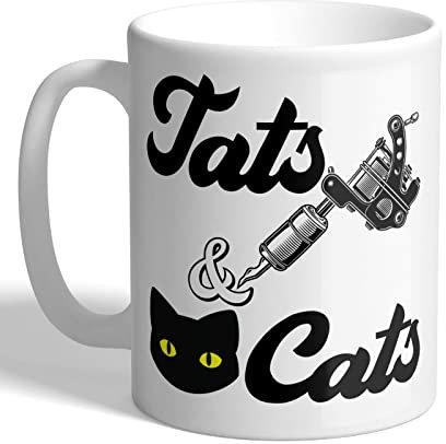 I Love Mugs - Tats and Cats - Tattoo, Animal Lover Mug, Ceramic, 11fl.oz.