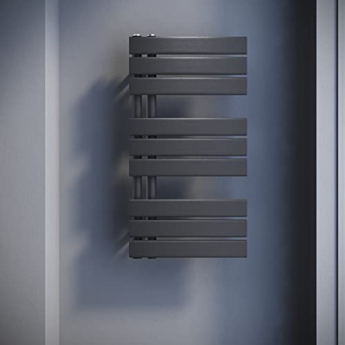 SONNI Badheizkörper Flach Handtuchtrockner 762 x 400 mm Anthrazit Handtuchwärmer Seitenanschluss Panel Handtuchheizkörper 570W