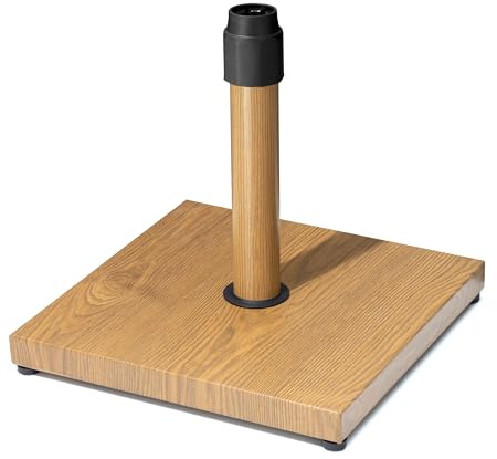 JOINHOM Base per ombrelloni da patio da 20,4 kg, resistente, per esterni, per terrazza, bordo piscina, balcone, design resistente al vento, motivo decorativo in legno