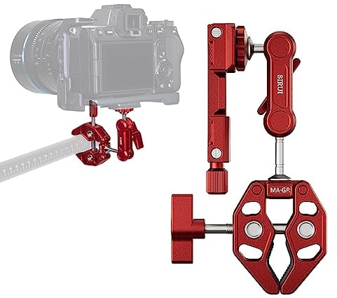 SIRUI Alien Series Magic Arm mit Super Clamp Crab, Krabbenförmige Klemmstativ Kamera mit 1/4 Zoll 3/8 Zoll-16 Löcher für GoPro Kamera LED Videoleuchte Gelenkarm Monitor, Rot (MA-GR)