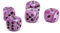 W6 Würfel (16mm) in lila/Schwarze Punkte - Made in Germany - WeLoveBeads - 5 Stück