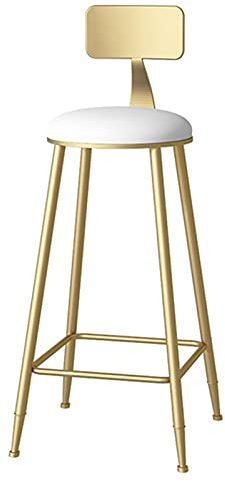 Hocker Moderner Esszimmerstuhl mit goldenen Beinen für Zuhause, Balkon, Café, Barstuhl mit Rückenlehne, Komfortpolster, Sitzhöhe 45/65/75 optional (Größe: 75 cm, Farbe: Schwarz) (weiß 65 cm) Made in