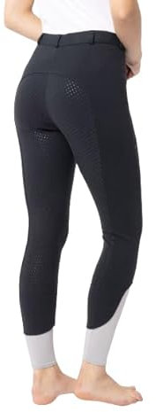 HORZE Damen Reithose Felicia, Vollbesatzreithose mit Handytasche und Gürtelschlaufen, Blau, 40