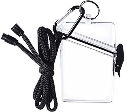 1 x wasserdichte Ausweishülle für Ausweise, transparenter Halter aus Hartplastik, sicherer Schutz mit Umhängeband