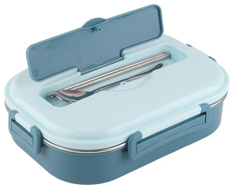 Srliya Portátil de Acero Inoxidable de 4 Rejillas, Contenedor de Almacenamiento de Alimentos para Estudiantes y Adultos (Fiambrera de cuatro compartimentos con plato)