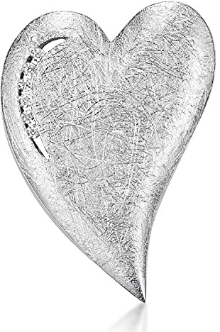 MATERIA by Matthias Wagner Herz Ketten Anhänger Silber 925 mattiert mit Zirkonia wahlweise mit Kette