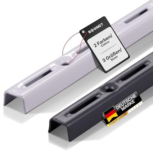BOOMET Wandschienen 1-reihig · Länge: 150cm · Farbe: Anthrazit · Menge: 10 · Regalsystem Wandschiene für Regalhalter · Wandregal Schienensystem für Regalträger