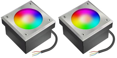 ledscom.de 2x LED Pflasterstein NEOLUM für außen, IP67, eckig, 10 x10cm, inkl. GX53 RGB Leuchtmittel, 670lm, Smart Home
