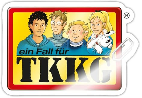 Spreadshirt TKKG Logo Ein Fall Für TKKG Sticker Aufkleber, 10 x 10 cm, Weiß glänzend