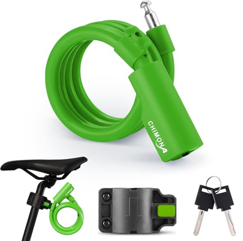 CHIMONA Fahrradschloss Kabelschloss,120CM Kabelschloss mit Halterung, Farbenfrohes Kabelschloss Fahrradschloss, Tragbar Schloss für Fahrrad, Scooter, Motorrad, Roller, Babywagen bike cable lock