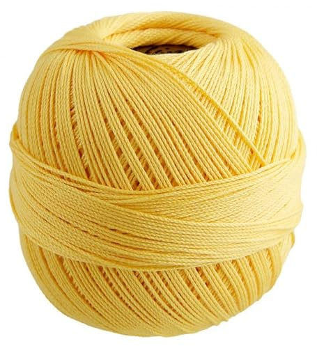 Elisa Häkelgarn Filethäkelgarn Stärke 5, 50 g/200 m LL, 100% Baumwolle gekämmt, mercerisiert, gasiert, NS 1,75-2,0mm, (8536 zartgelb)